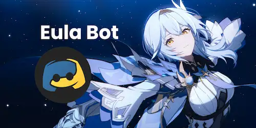 Eula Bot banner with Discord/python logo and illustration of the character Eula on a starry background.